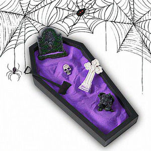 Home Coffin Zen Garden with Purple Sand For‎ Halloween Decor